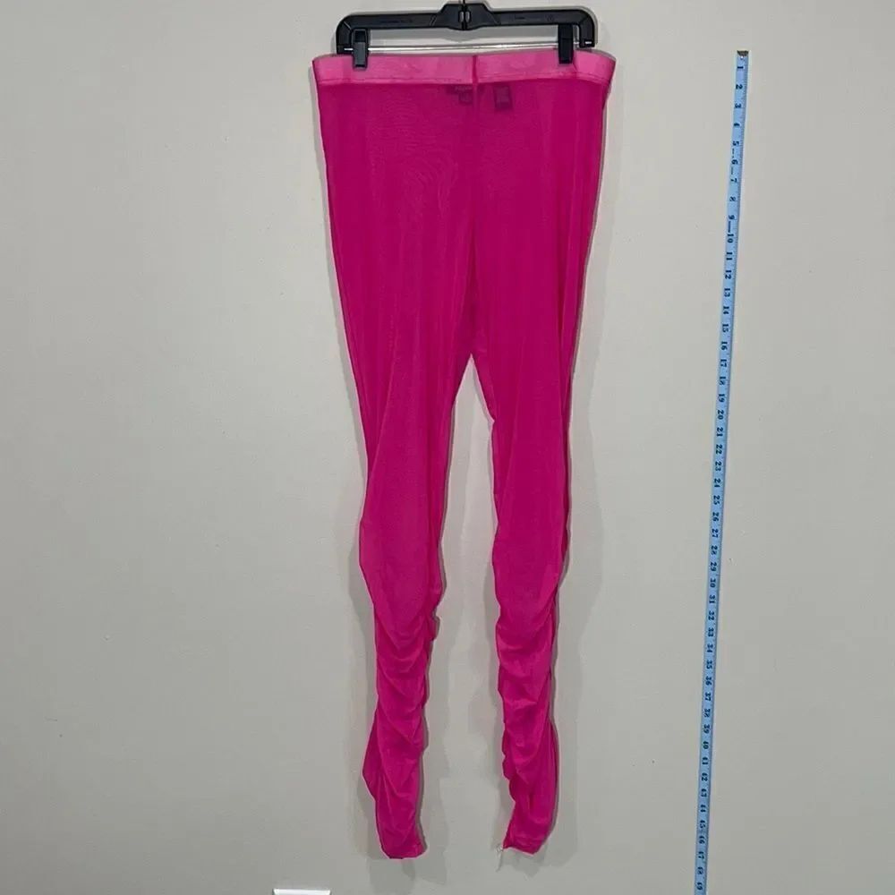 Plus Size Pink See Through Mesh Scrunched Pants By Rouge. Size 3X.